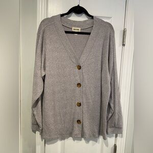 NWOT Open Edit Size S Oversized gray Ribbed Knit Button Front Cardigan Sweater